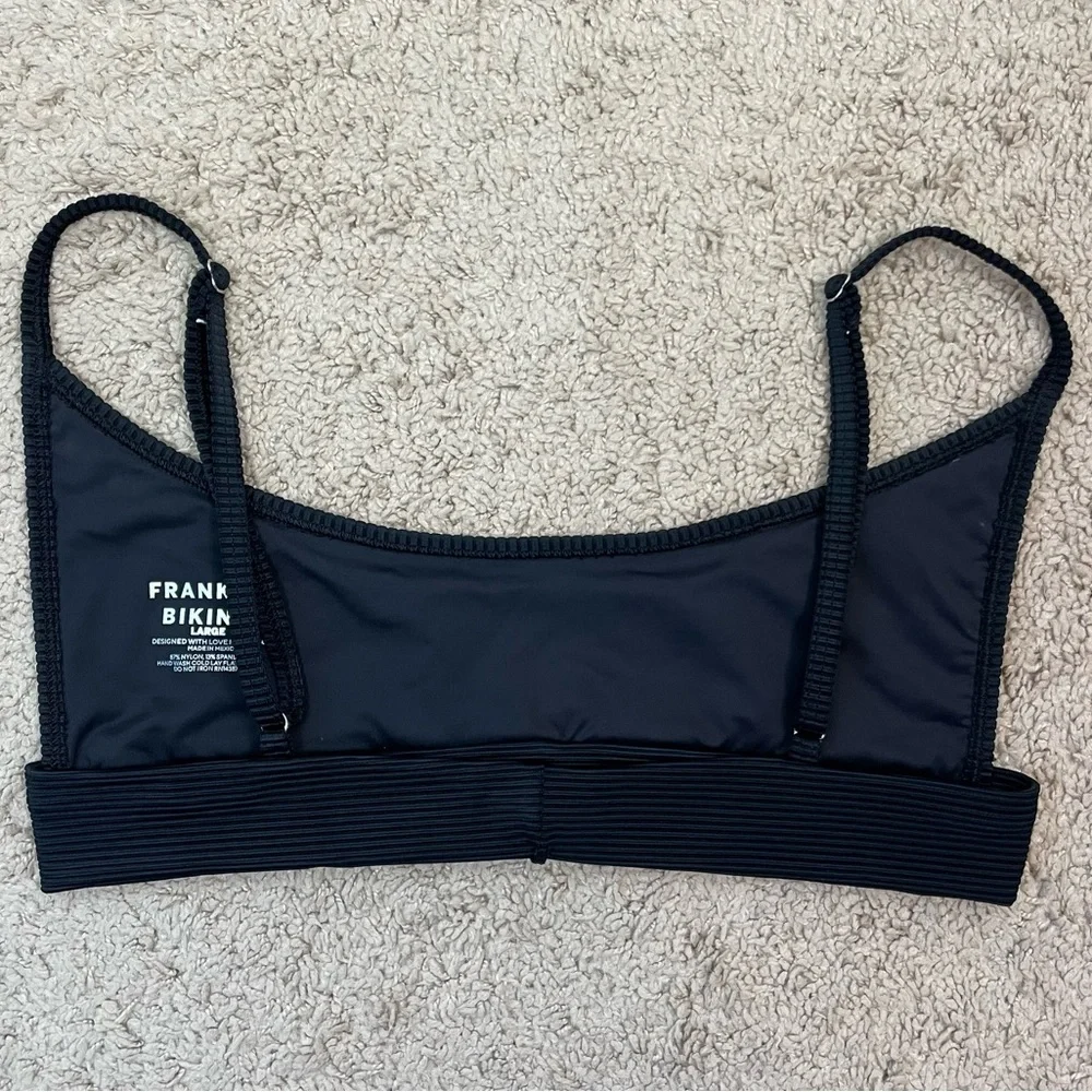 Frankies Bikinis Gavin Ribbed Scoop Bikini Swim *TOP in Black Size Large